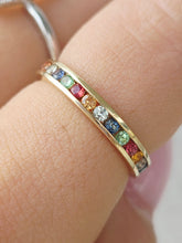 Load image into Gallery viewer, Multi Color Sapphire Band - 14K Yellow Gold