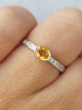 Load image into Gallery viewer, Citrine and Diamond Ring - 14K White Gold