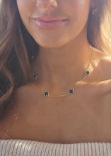 Load image into Gallery viewer, Mini Black Onyx Station Clover Necklace - Gold Plated Sterling Silver