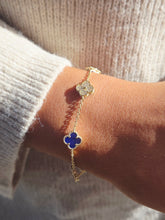 Load image into Gallery viewer, Lapis &amp; Pave CZ Clover Bracelet - Gold Plated
