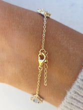 Load image into Gallery viewer, Lapis &amp; Pave CZ Clover Bracelet - Gold Plated