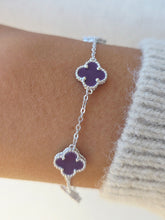 Load image into Gallery viewer, Purple Agate Clover Bracelet - Sterling Silver