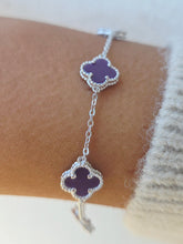 Load image into Gallery viewer, Purple Agate Clover Bracelet - Sterling Silver