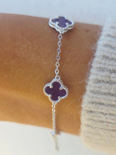 Load image into Gallery viewer, Purple Agate Clover Bracelet - Sterling Silver