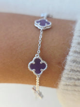 Load image into Gallery viewer, Purple Agate Clover Bracelet - Sterling Silver