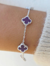 Load image into Gallery viewer, Purple Agate Clover Bracelet - Sterling Silver