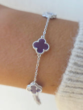 Load image into Gallery viewer, Purple Agate Clover Bracelet - Sterling Silver