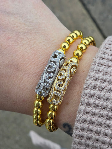 Classic Gold Vintage-Style Filigree Beaded Bracelet - Stash