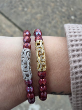 Load image into Gallery viewer, Faceted Burgundy Vintage-Style Filigree Beaded Bracelet - Stash