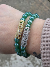 Load image into Gallery viewer, Green Sparkle Vintage-Style Filigree Beaded Bracelet - Stash