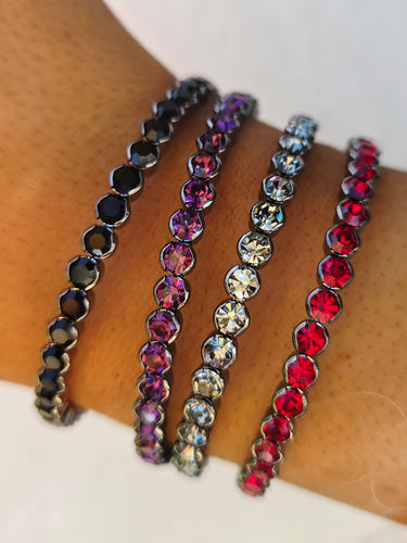 Hematite Rhinestone Flexible & Stackable Bangle Bracelet