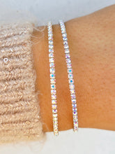 Load image into Gallery viewer, Crystal AB Iridescent Skinny Rhinestone Flexible &amp; Stackable Bangle Bracelet