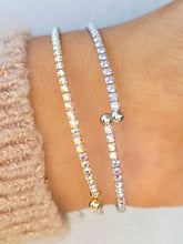 Load image into Gallery viewer, Crystal AB Iridescent Skinny Rhinestone Flexible &amp; Stackable Bangle Bracelet