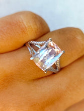 Load image into Gallery viewer, Morganite Ring with Split Shank Band - 14K White Gold