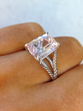Load image into Gallery viewer, Morganite Ring with Split Shank Band - 14K White Gold