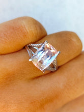 Load image into Gallery viewer, Morganite Ring with Split Shank Band - 14K White Gold