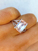 Load image into Gallery viewer, Morganite Ring with Split Shank Band - 14K White Gold