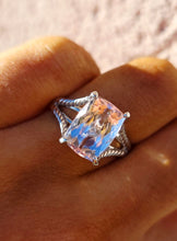 Load image into Gallery viewer, Morganite Ring with Split Shank Band - 14K White Gold