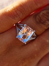 Load image into Gallery viewer, Morganite Ring with Split Shank Band - 14K White Gold