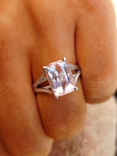 Load image into Gallery viewer, Morganite Ring with Split Shank Band - 14K White Gold
