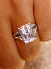 Load image into Gallery viewer, Morganite Ring with Split Shank Band - 14K White Gold