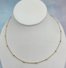 Load image into Gallery viewer, Two-Tone Station Beaded Necklace - 14K Gold