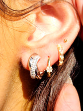 Load image into Gallery viewer, Criss Cross Omega Hoop Earrings - Sterling Silver