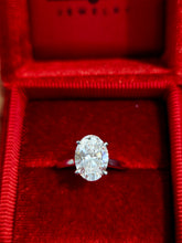 Load image into Gallery viewer, Lab Created 3 Carat Oval Diamond Engagement Ring - 14K White Gold