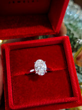 Load image into Gallery viewer, Lab Created 3 Carat Oval Diamond Engagement Ring - 14K White Gold