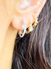 Load image into Gallery viewer, Rhodium Twisted Huggie Hoop Earrings