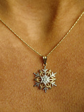 Load image into Gallery viewer, Two Tone Snowflake Charm on Razza Chain - 14K Gold