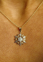 Load image into Gallery viewer, Two Tone Snowflake Charm on Razza Chain - 14K Gold