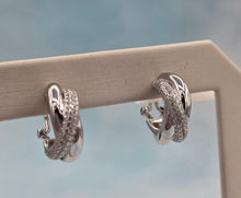Load image into Gallery viewer, Criss Cross Omega Hoop Earrings - Sterling Silver
