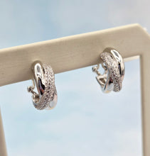Load image into Gallery viewer, Criss Cross Omega Hoop Earrings - Sterling Silver