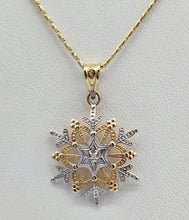 Load image into Gallery viewer, Two Tone Snowflake Charm on Razza Chain - 14K Gold