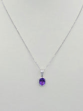 Load image into Gallery viewer, Amethyst Necklace - 14K White Gold