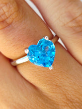 Load image into Gallery viewer, Blue Topaz Heart Ring - 10K White Gold