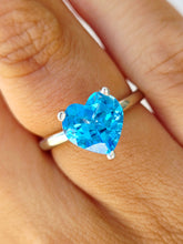 Load image into Gallery viewer, Blue Topaz Heart Ring - 10K White Gold
