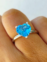 Load image into Gallery viewer, Blue Topaz Heart Ring - 10K White Gold