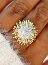 Load image into Gallery viewer, Sunburst Ring with CZ's - Gold Plated Sterling Silver