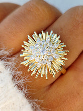 Load image into Gallery viewer, Sunburst Ring with CZ's - Gold Plated Sterling Silver