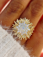 Load image into Gallery viewer, Sunburst Ring with CZ's - Gold Plated Sterling Silver