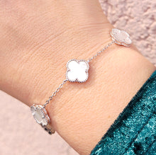 Load image into Gallery viewer, White Mother of Pearl Clover Bracelet - Sterling Silver