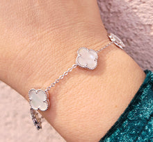 Load image into Gallery viewer, White Mother of Pearl Clover Bracelet - Sterling Silver
