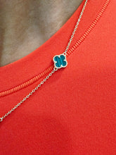 Load image into Gallery viewer, Malachite Clover Station Necklace - Gold Plated Sterling Silver