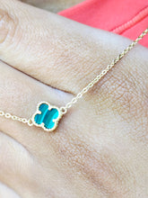 Load image into Gallery viewer, Malachite Clover Station Necklace - Gold Plated Sterling Silver