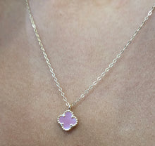 Load image into Gallery viewer, Tiny Pink Mother of Pearl Clover Necklace - Sterling Silver