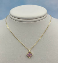 Load image into Gallery viewer, Tiny Pink Mother of Pearl Clover Necklace - Sterling Silver