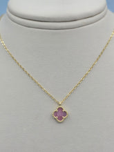 Load image into Gallery viewer, Tiny Pink Mother of Pearl Clover Necklace - Sterling Silver