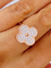 Load image into Gallery viewer, CZ Quatrefoil Clover Ring - Rose Gold